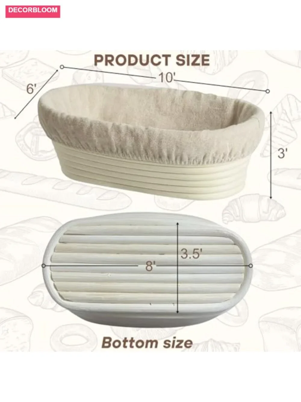 Banneton Bread Proofing Basket 2 Pack Oval with Liner Rattan Sourdough Baking